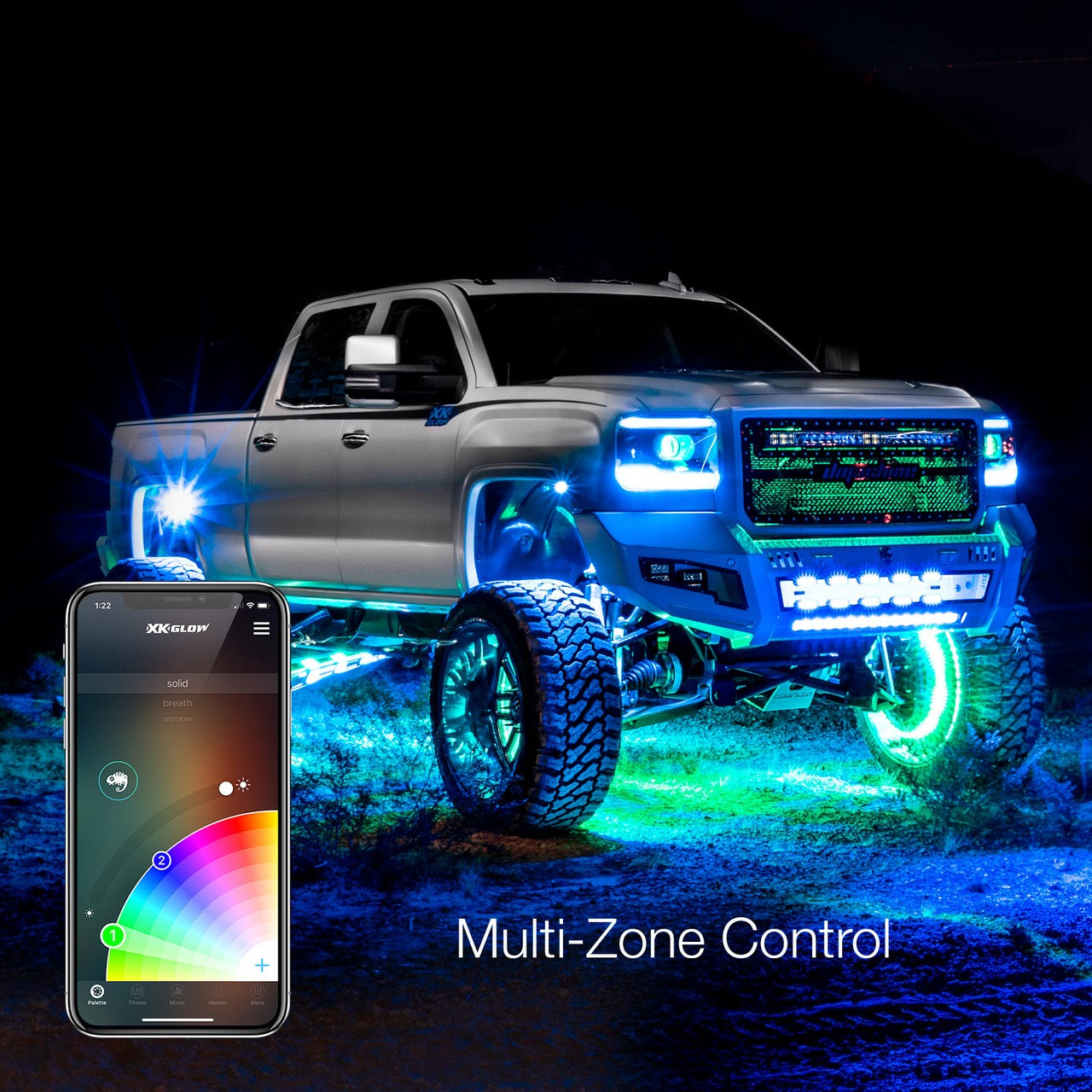 XKGlow XKCHROME Dash Controller Kit - Bluetooth & IP67 Waterproof  Offroad
