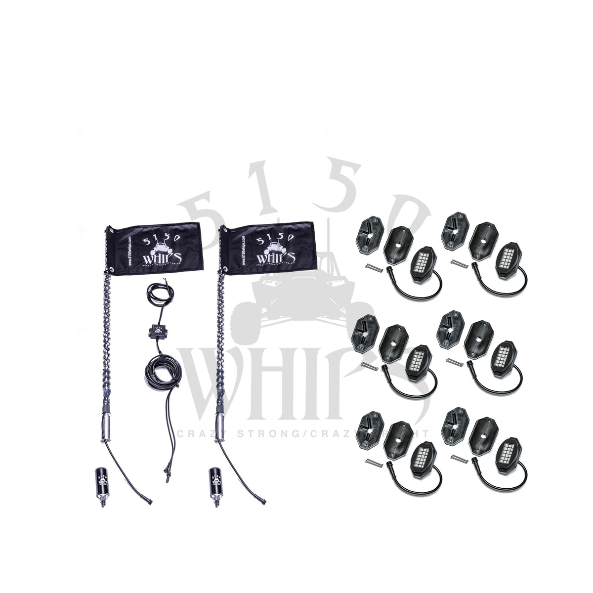 187 Whips and Rock Light Combo Kit  2ft-6Pod
