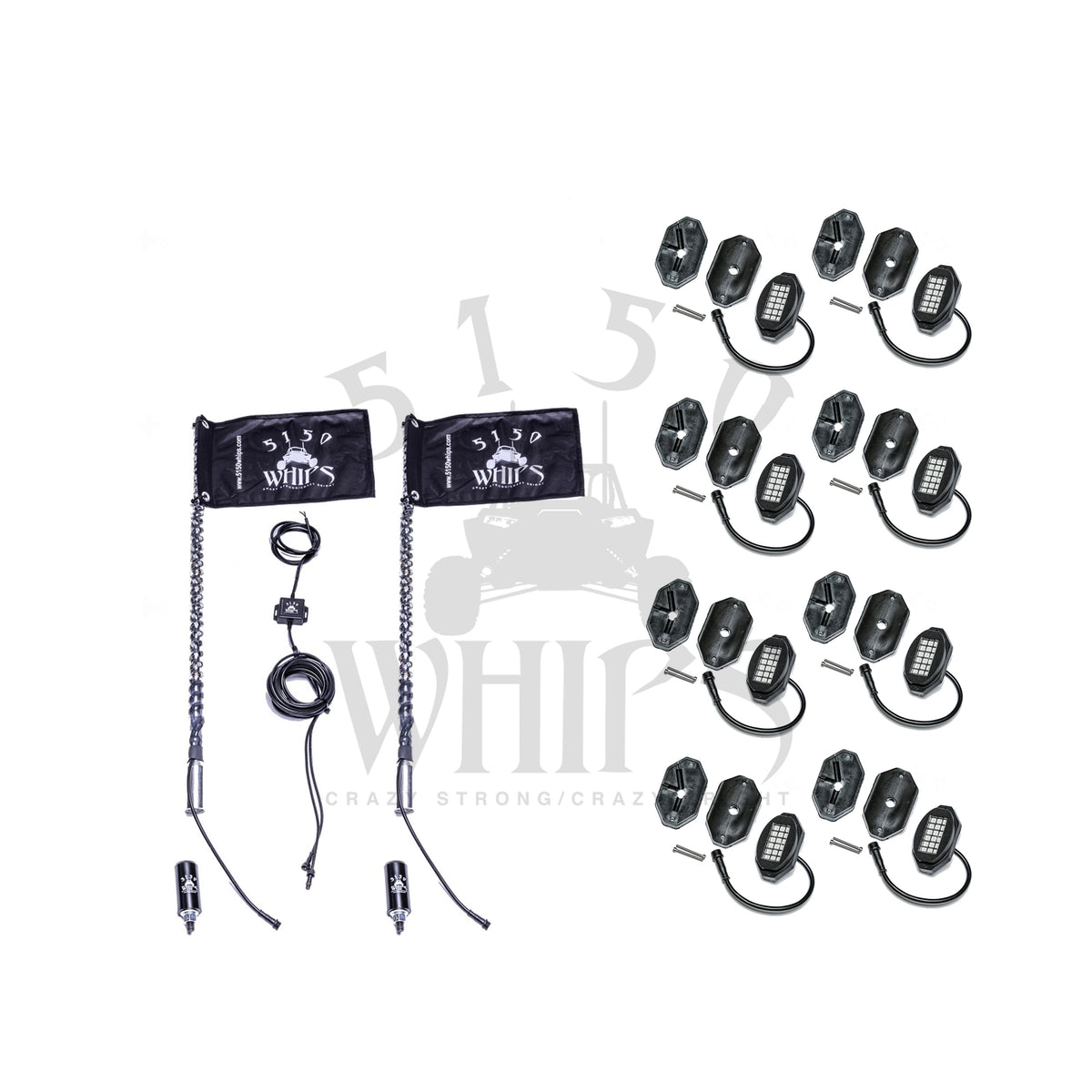 187 Whips and Rock Light Combo Kit  2ft-6Pod