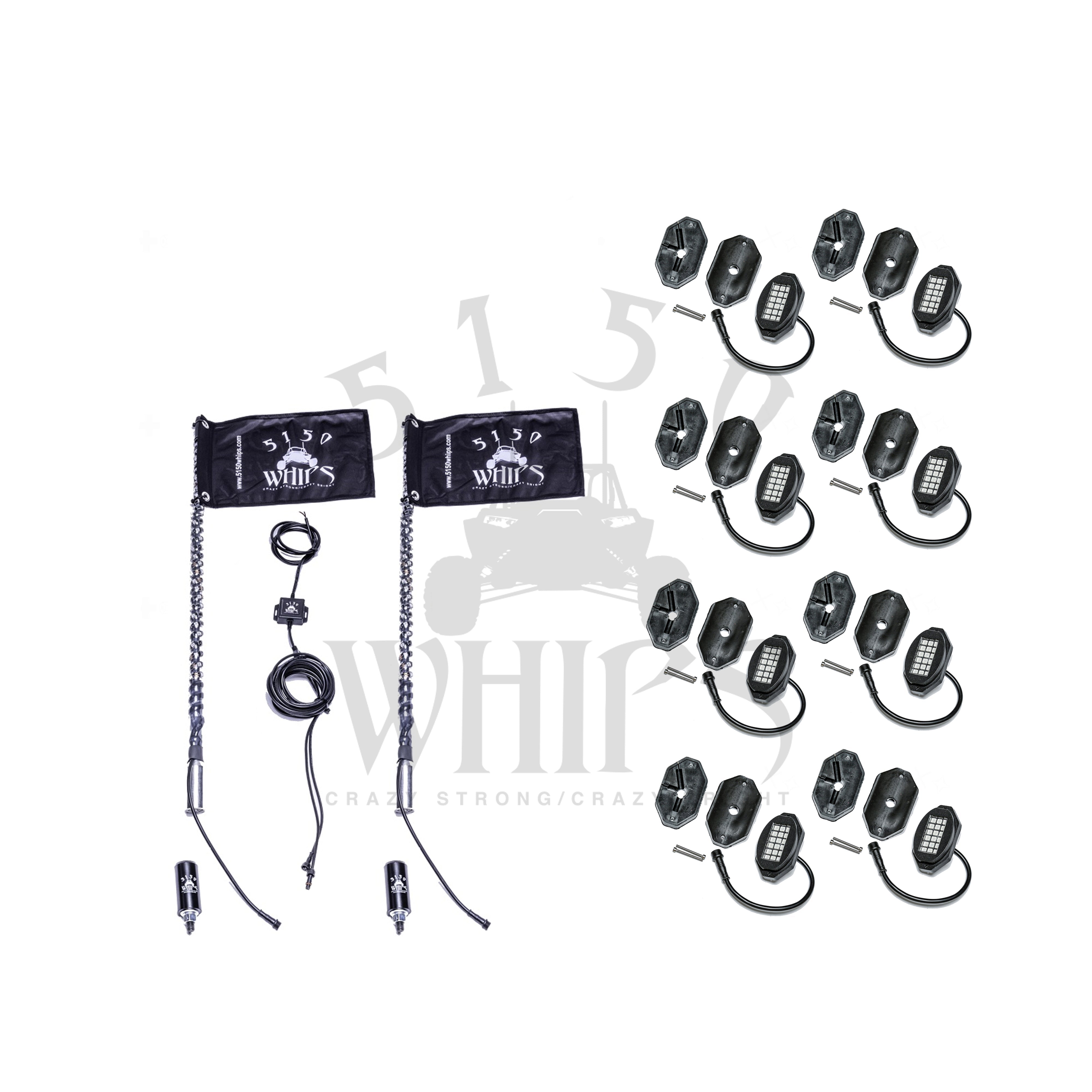 187 Whips and Rock Light Combo Kit  2ft-6Pod