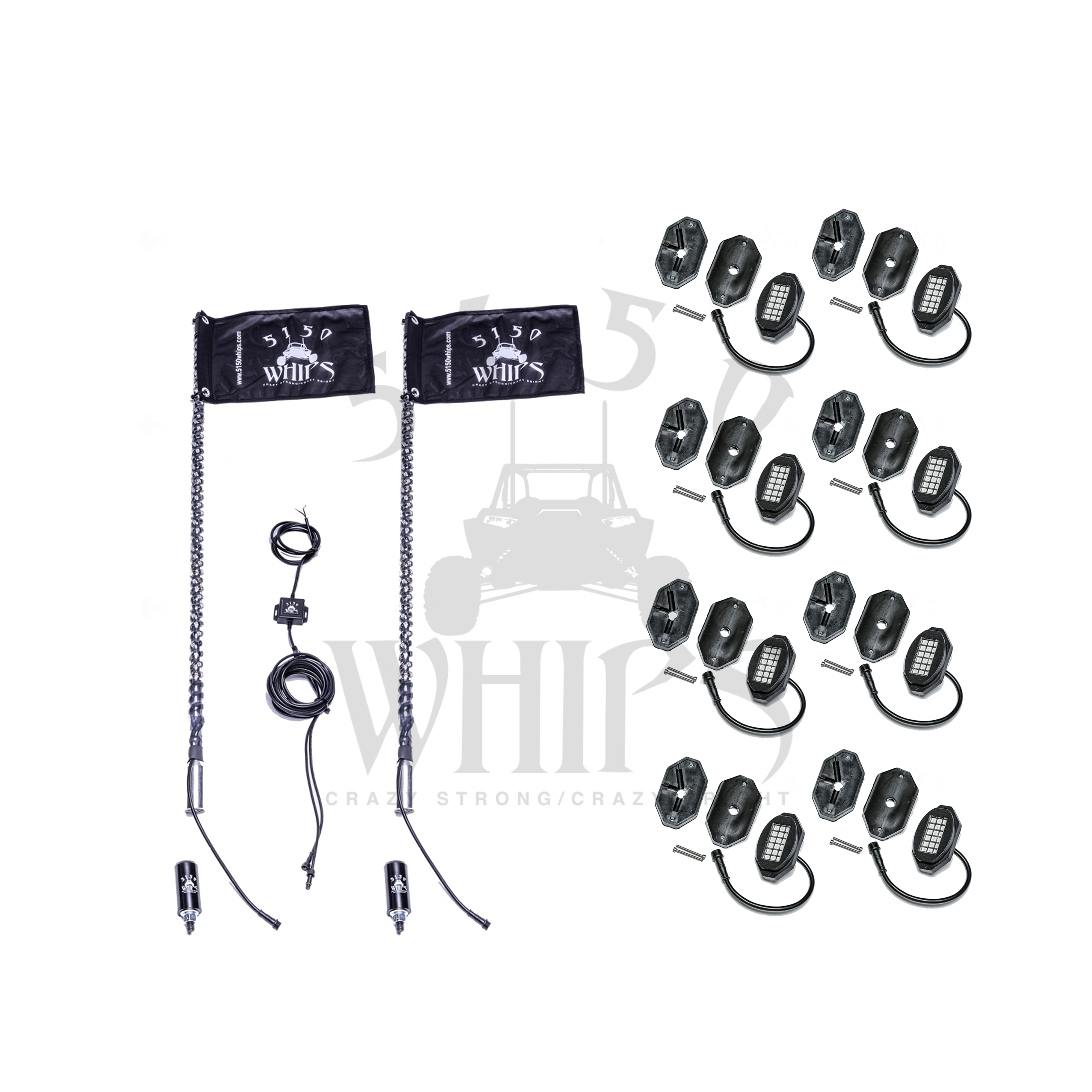 187 Whips and Rock Light Combo Kit 3ft-8Pod