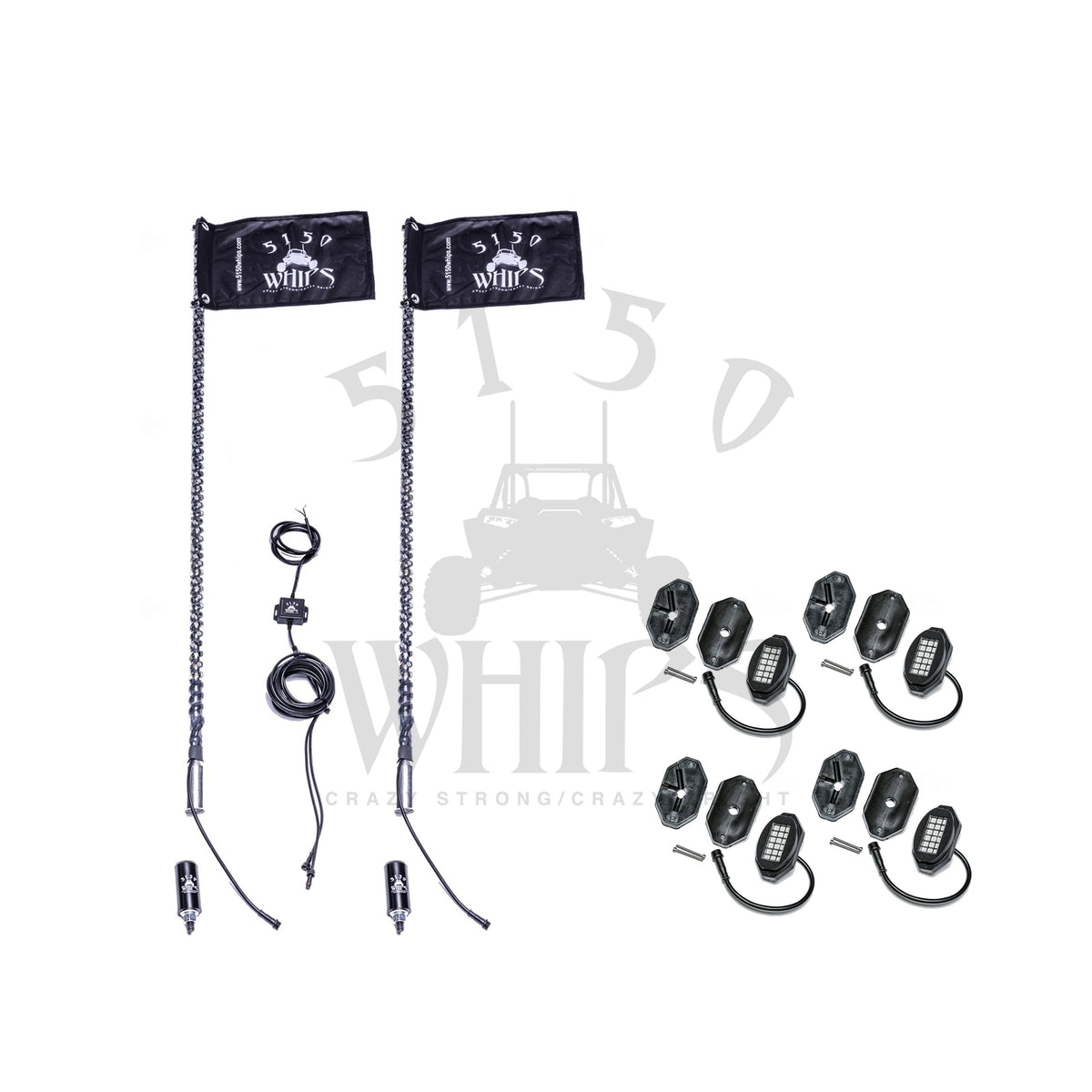 187 Whips and Rock Light Combo Kit 4ft-4Pod