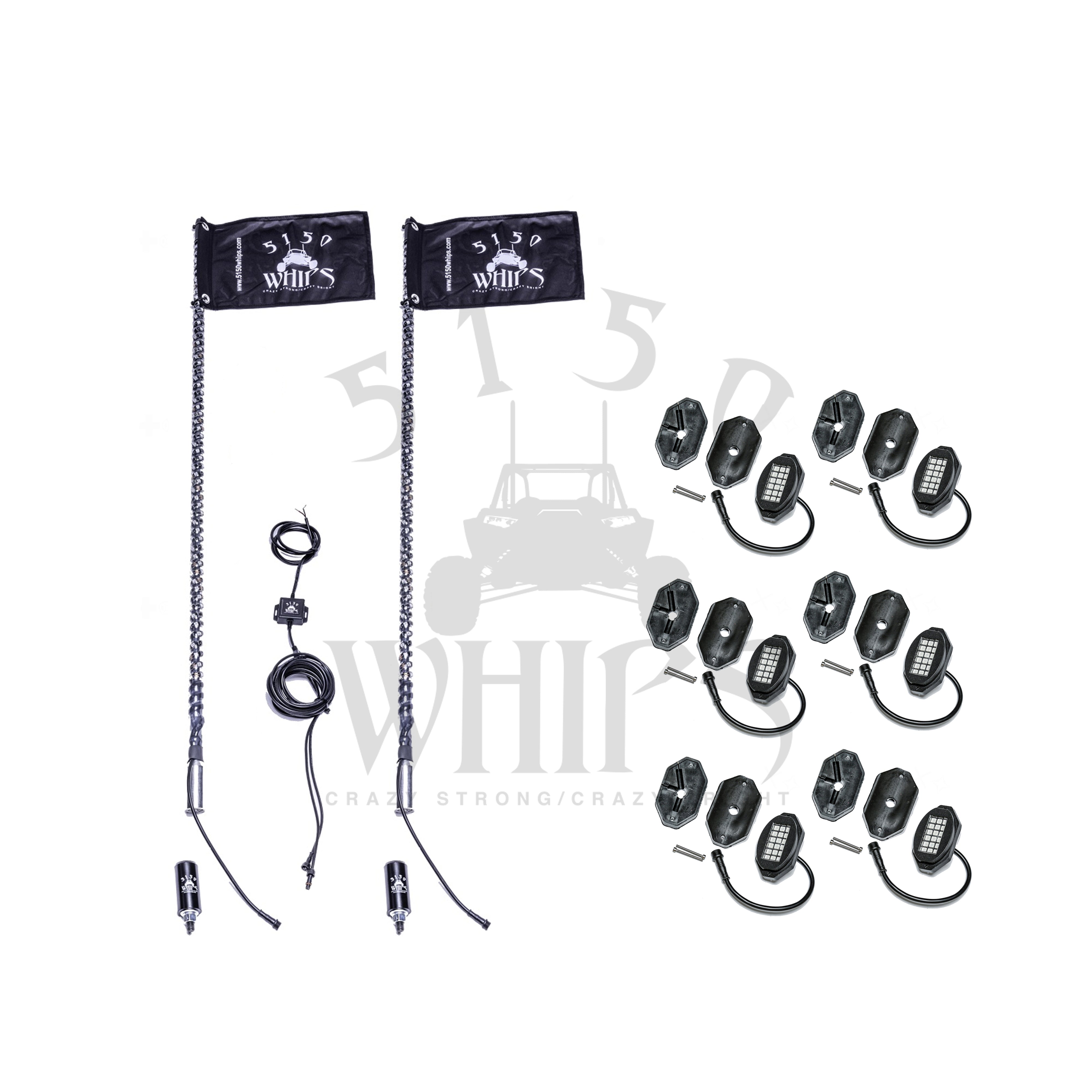 187 Whips and Rock Light Combo Kit 4ft-6Pod