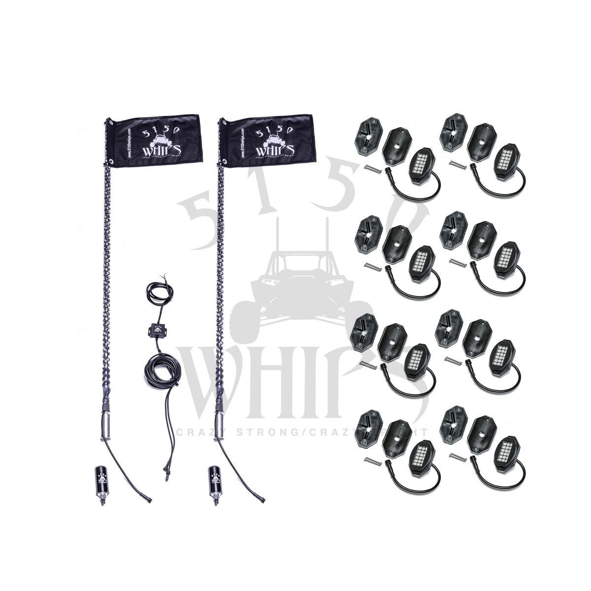 187 Whips and Rock Light Combo Kit 4ft-8Pod