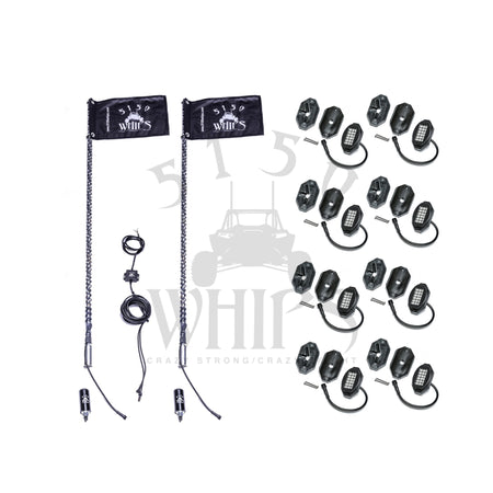 187 Whips and Rock Light Combo Kit 4ft-8Pod