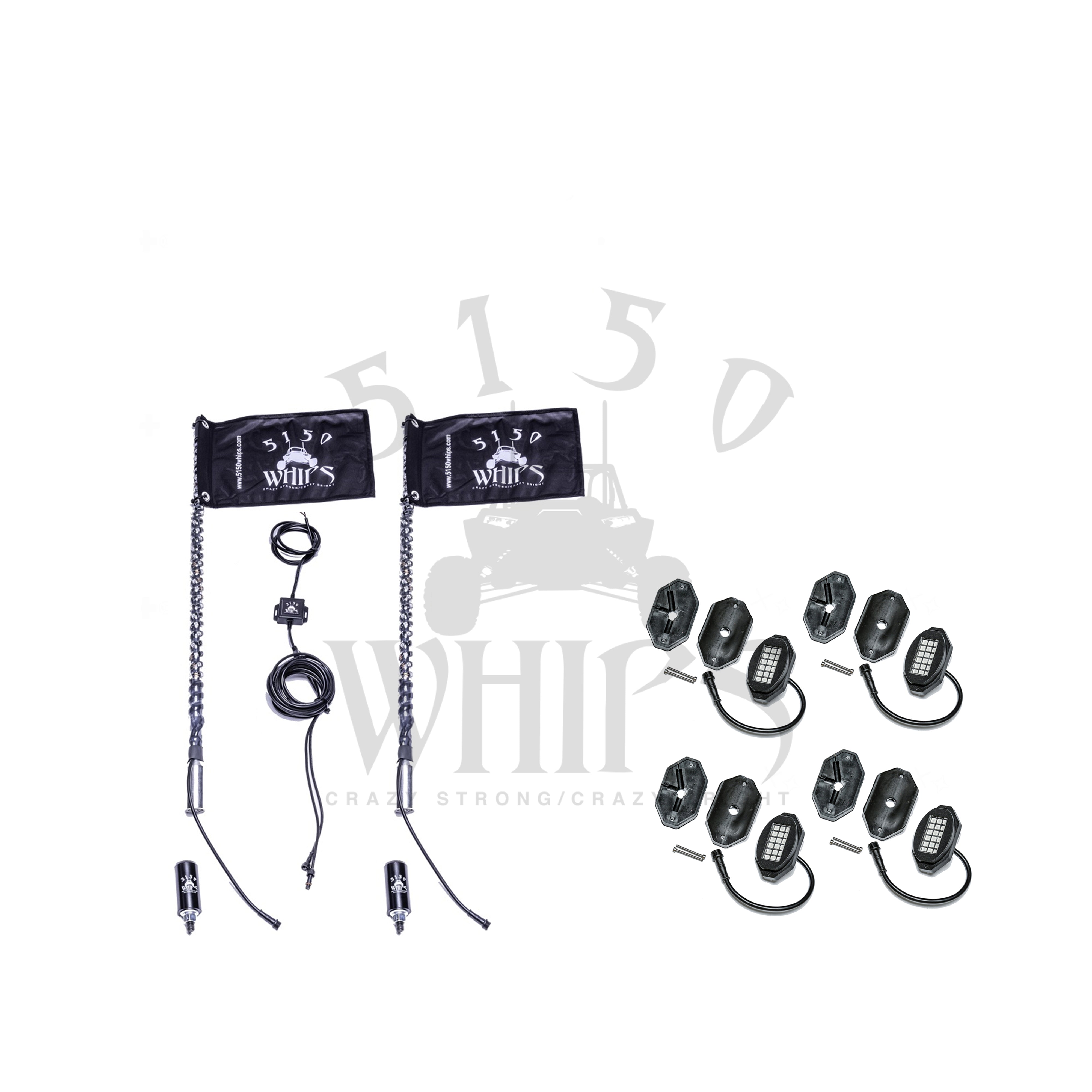 187 Whips and Rock Light Combo Kit 2ft-4Pod