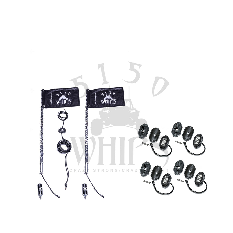 187 Whips and Rock Light Combo Kit 2ft-4Pod