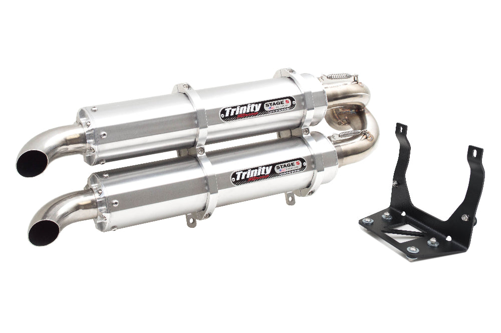 Trinity Racing Slip-On Exhaust - Can-Am Maverick Brushed