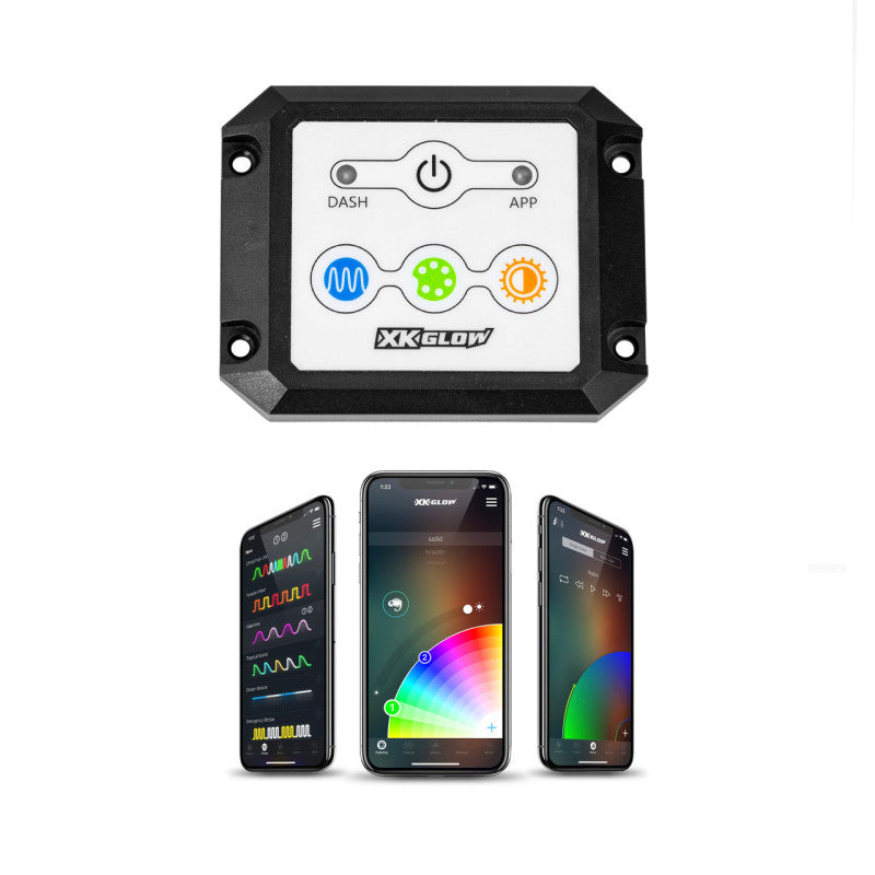 XKGlow XKCHROME Dash Controller Kit - Bluetooth & IP67 Waterproof